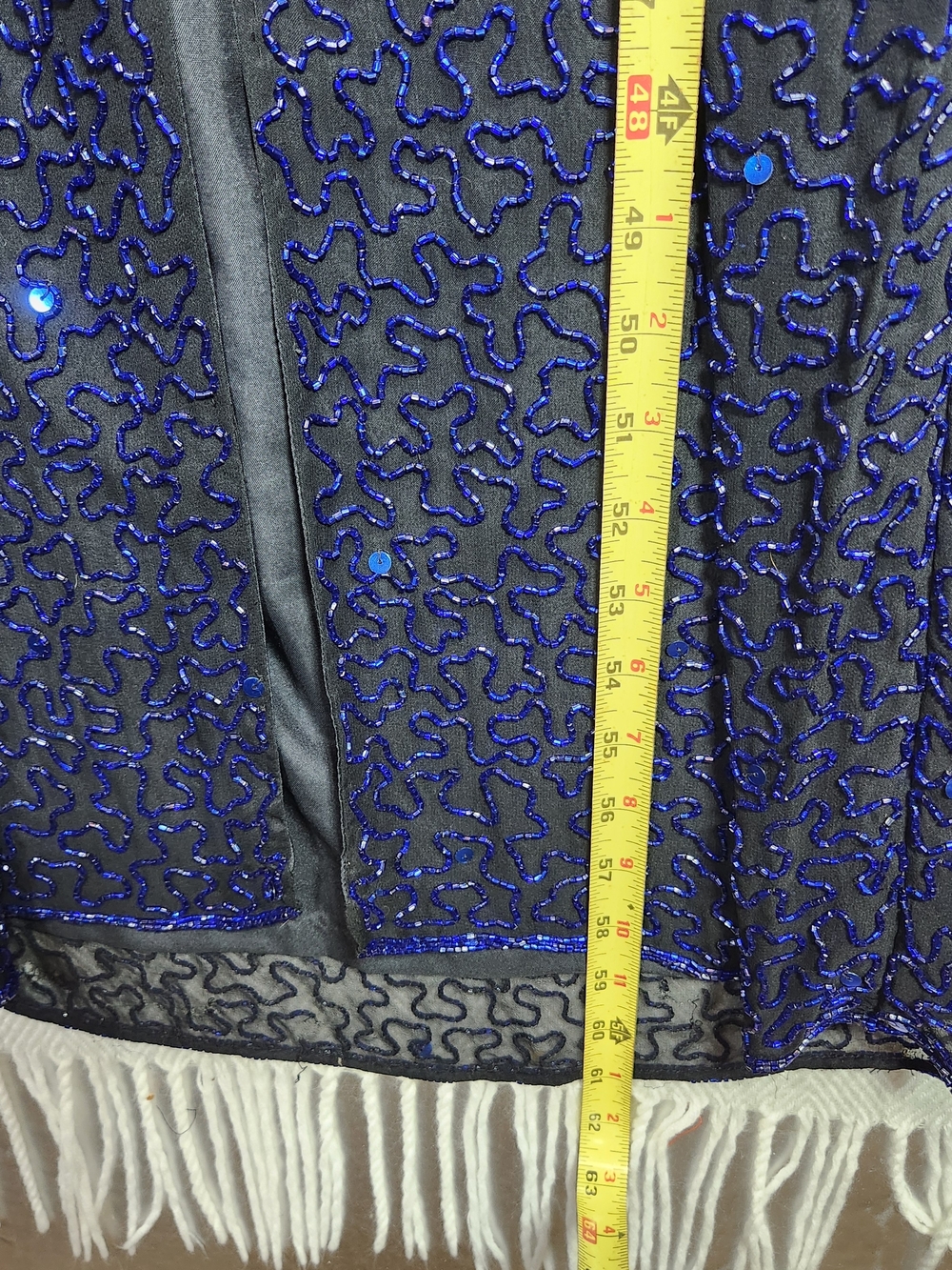 Vtg Andretta Donatello Royal Blue Silk, Glass Beaded Maxi Dress Med Read - Picture 10 of 15
